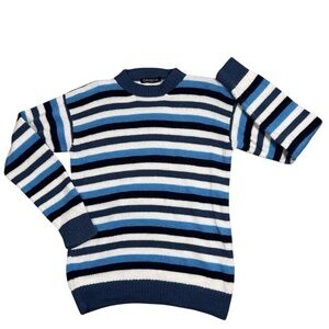 Gamboa men’s alpaca wool crew pullover blue striped sweater size medium Bolivia